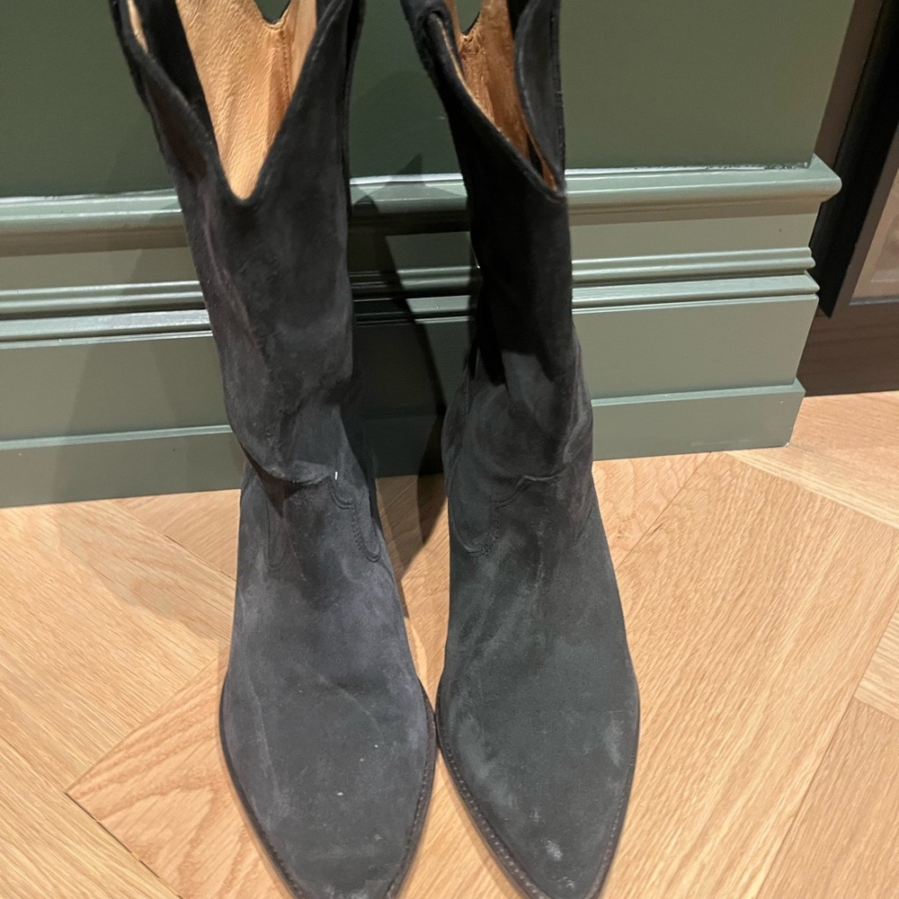 Isabel Marant Black Suede Duerto Heeled Boots